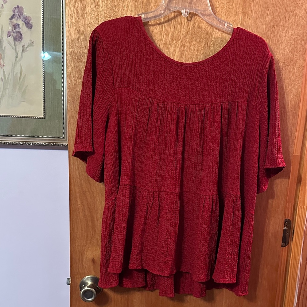 A Beautiful Soul.  Red Textured Blouse